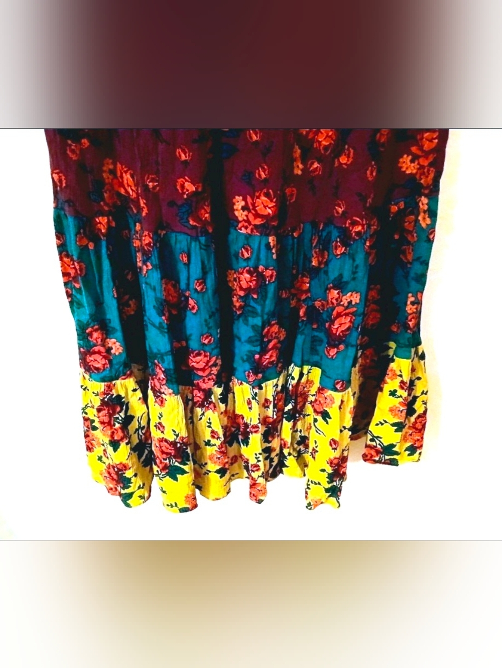 Vintage Betsey Johnson 90s Floral Dress Tiered Grunge Romantic Midi M - Picture 7 of 8